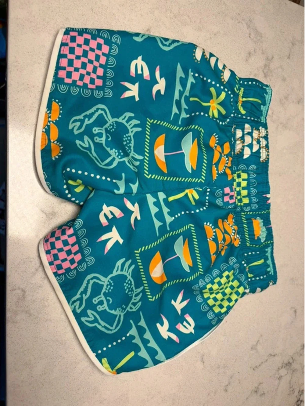 Cat & Jack Boys Swim Trunks Teal Beach Print Not Tag- Known Size 2T